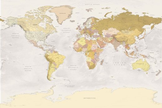 Kelionių žemėlapis su smeigtukais Pastelinis detalus pasaulio žemėlapis su smeigtukais
