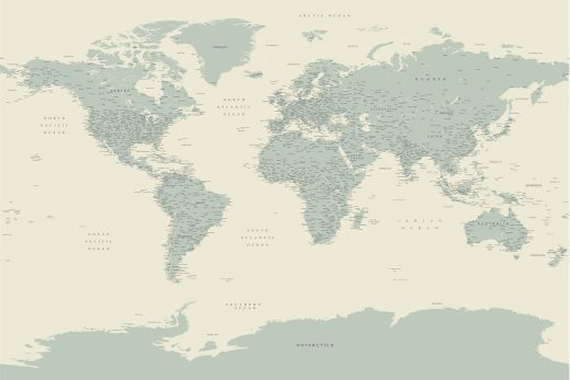 Kelionių žemėlapis su smeigtukais Žalsvas detalus pasaulio žemėlapis su smeigtukais