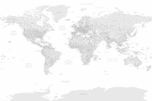 Kelionių žemėlapis su smeigtukais Pilkas-baltas detalus pasaulio žemėlapis su smeigtukais