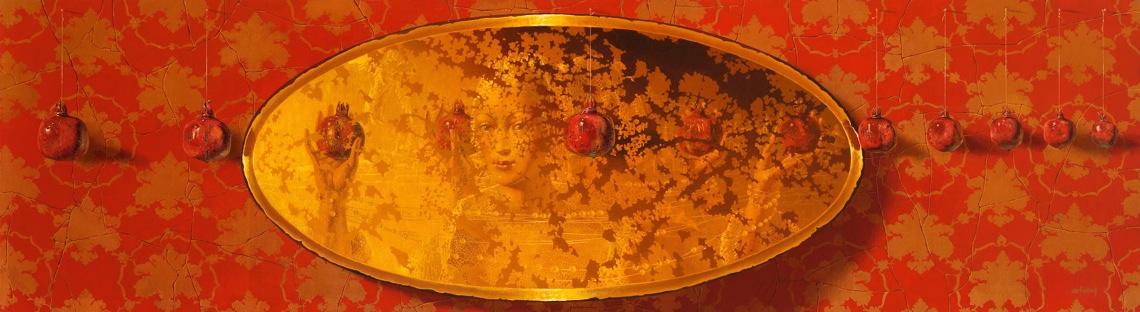 modernus paveikslai interjerui Mirror and pomegranates (2008)