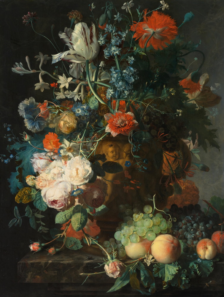 [K] Still life of Flowers and fruits