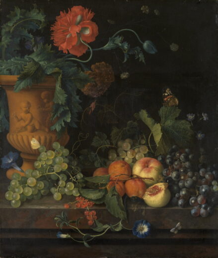 Jan van Huysum [P] Terakotos vaza su gėlėmis ir vaisiais