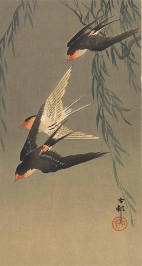 Ohara Koson [K] Three red-tailed swallows