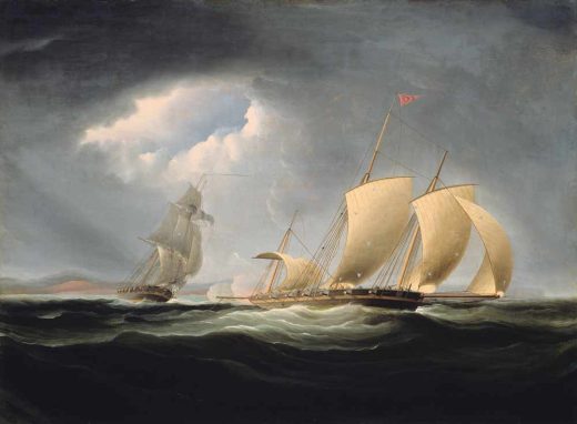 Žymūs XVII - XX a. tapytojai [K] Thomas Birch - Capture of the Tripoli by the Enterprise 1806